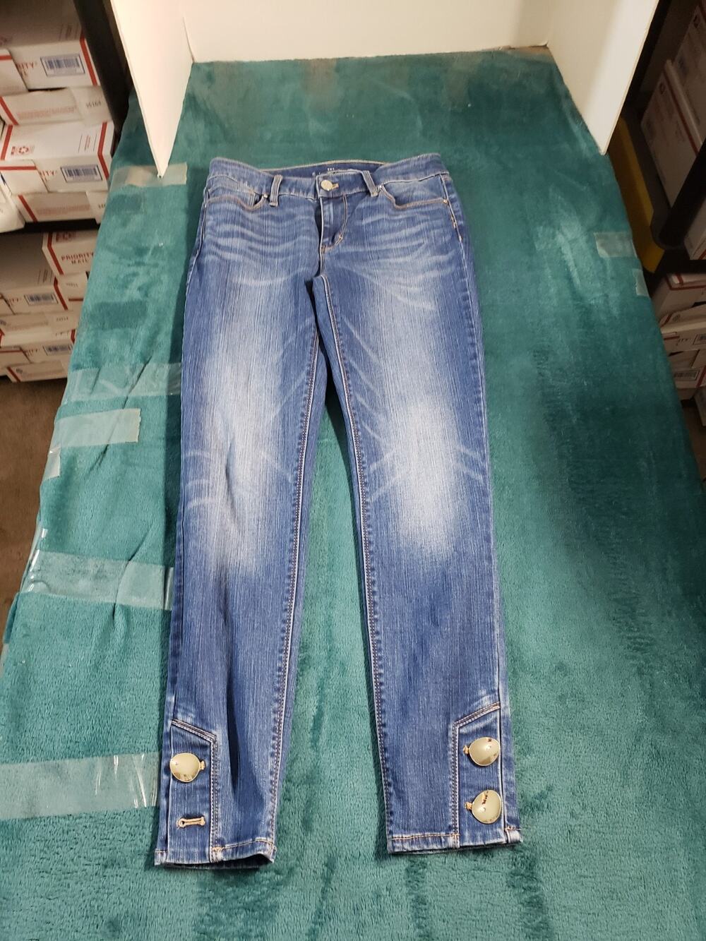 White House Black Market Jeans Size 0 Women Blue Pants Mid Rise Skinny Ankle